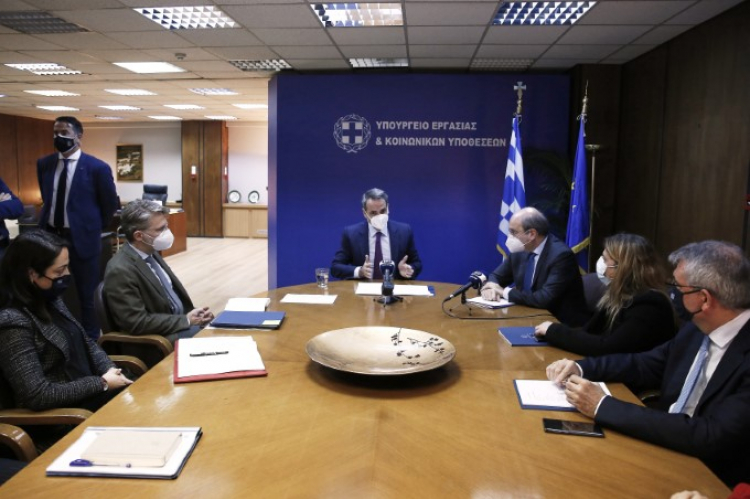 23-1-2021 Ο πρωθυπουργός Κυριάκος Μητσοτάκης επισκέφθηκε το υπουργείο Εργασίας